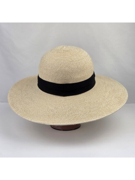 Solar Escape Wide-Brim Straw Hat With Adjustable Chin Strap & Black Ribbon Band main image 6